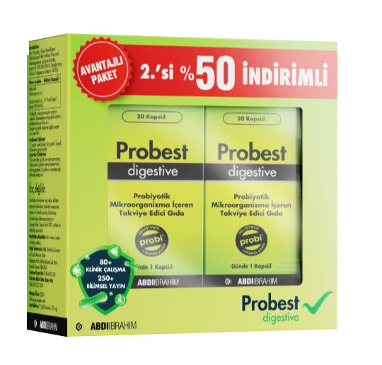 Probest Digestive Probiyotik Mikroorganizma İçeren 2 x 20 Kapsül - 2.'si %50 İNDİRİMLİ