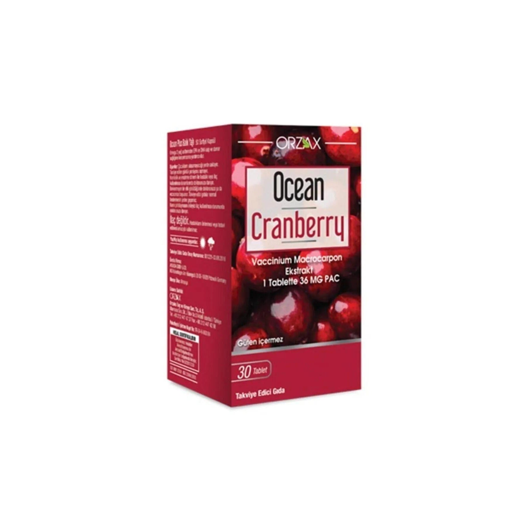 Orzax Ocean Cranberry Turna Yemişi Ekstresi 30 Tablet Takviye Edici Gıda