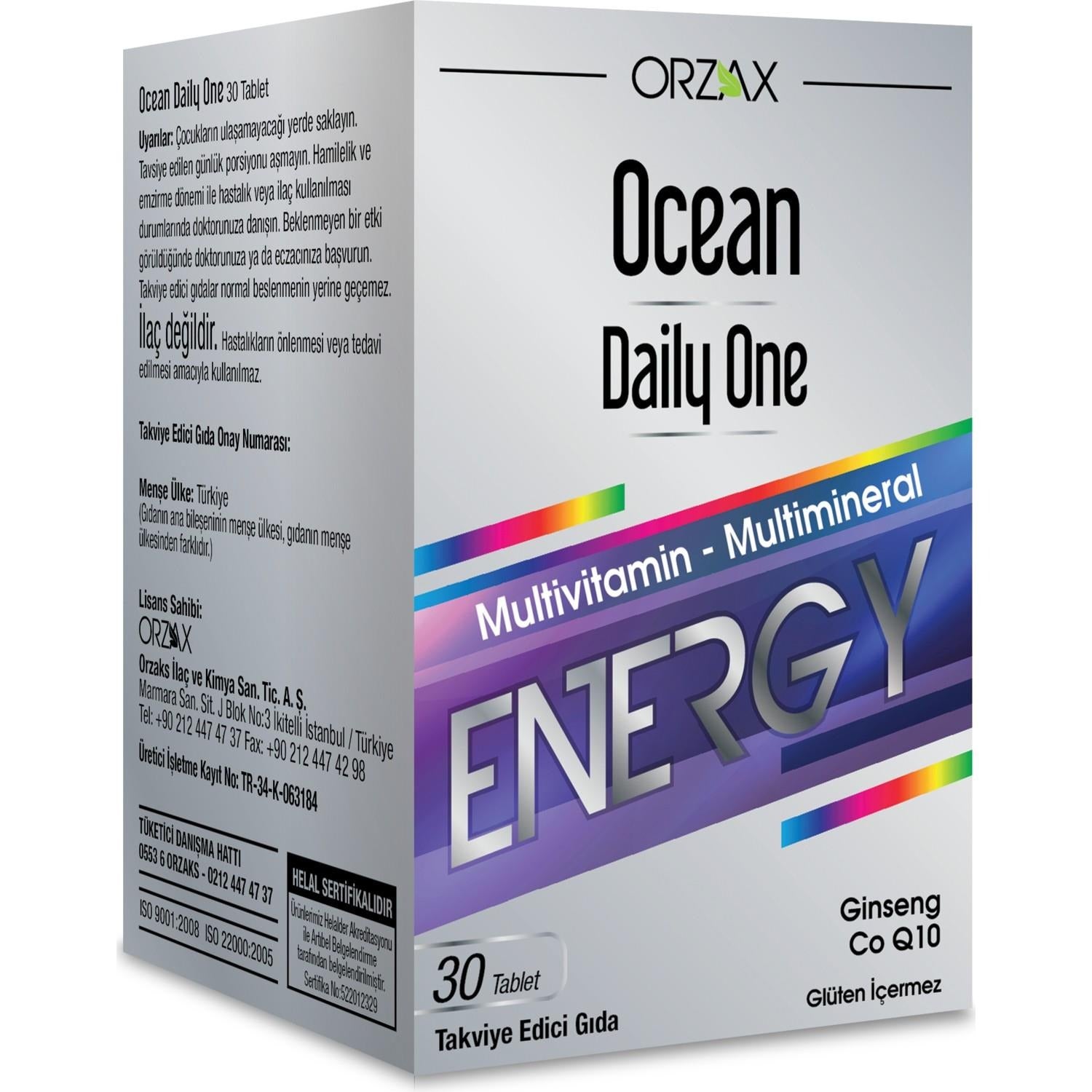 Orzax Ocean Daily One Energy 30 Tablet - Takviye Edici Gıda