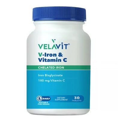 Velavit V-Iron & Vitamin C İçeren Takviye Edici Gıda 30 Tablet